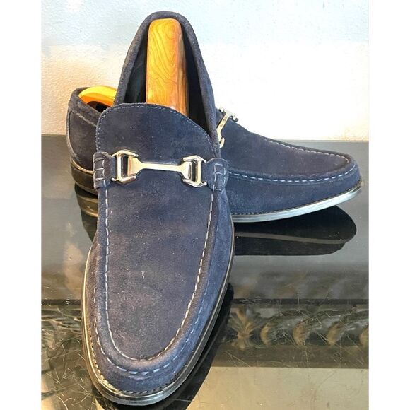 Stacy Adams Mens Casual Walking Shoes Blue Suede Horse Bit Loafers Dressy 10.5 M - Picture 7 of 10